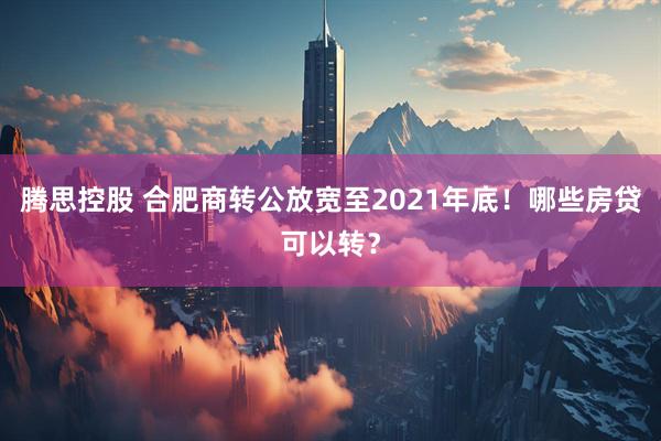 腾思控股 合肥商转公放宽至2021年底！哪些房贷可以转？